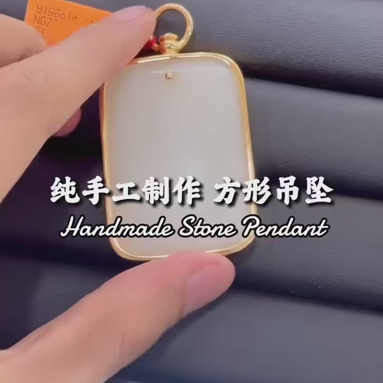 ”stone casting jewelry by Hua Shing( gemstone casting) | 手工镶嵌的包边玉石牌“